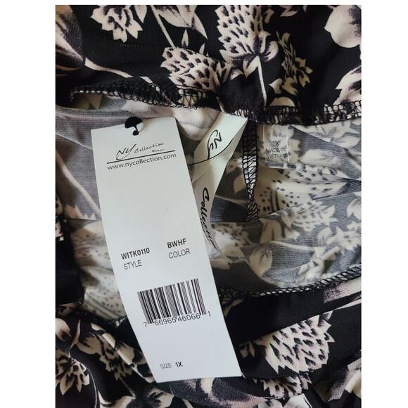 NY COLLECTION Women's black and white floral pull on skirt plus size 1x NWT - Picture 3 of 3